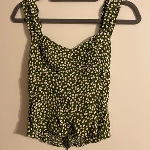 Reformation Green Polka Dot Blouse